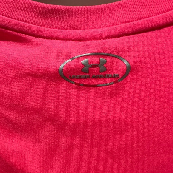 Hot Pink Women’s Under Armour V-Neck Dri-Fit Workout T-Shirt Size Small - Picture 4 of 5